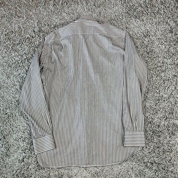 Ermenegildo Zegna Dress Shirt Mens 42 16.5 Striped Button Down Long Sleeve Logo - Picture 11 of 13